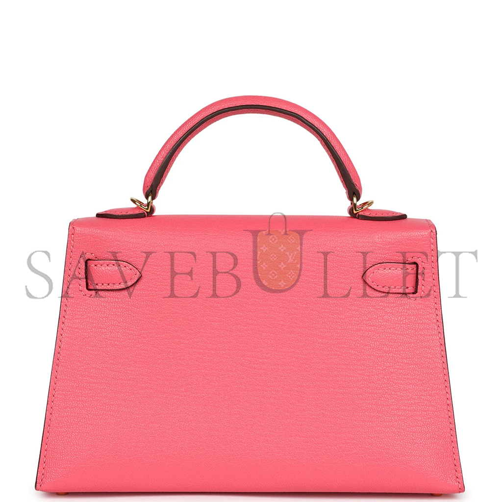 H**mes master mini kelly ii sellier rose azalee chevre mysore gold hardware (19*12*5.5cm)